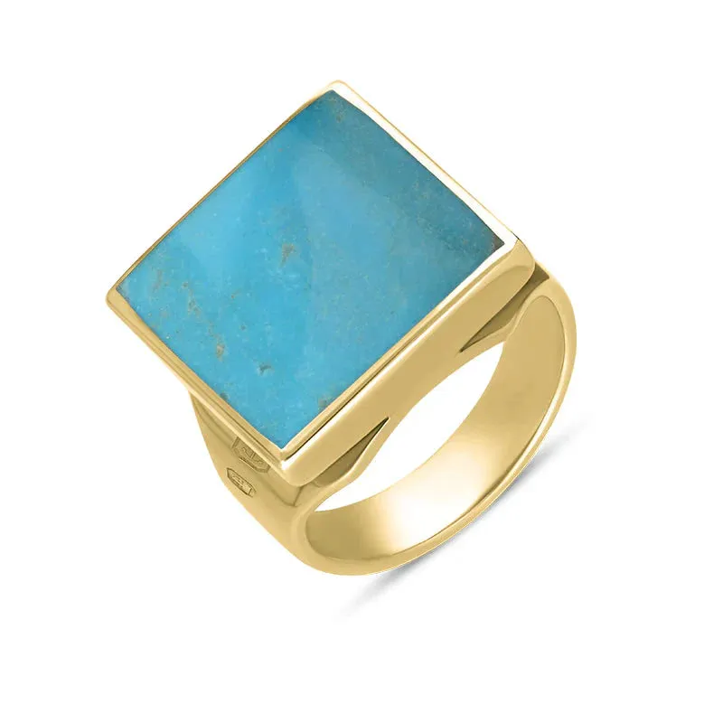 9ct Yellow Gold Turquoise Hallmark Small Square Ring sold by Jura Watches