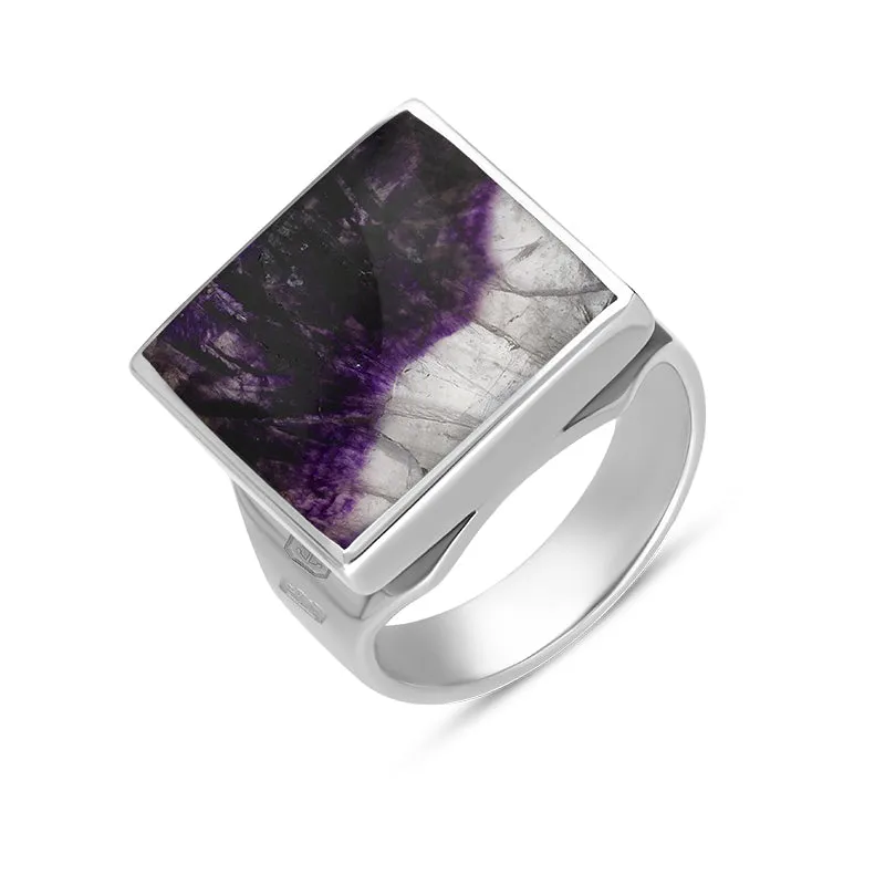 Sterling Silver Blue John Hallmark Small Square Ring sold by Jura Watches