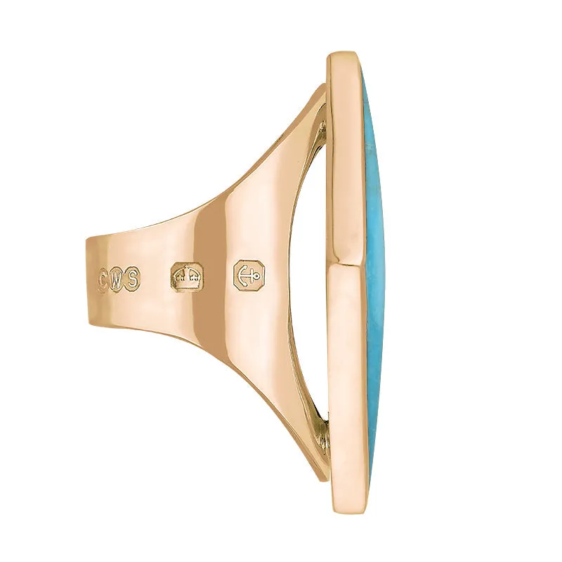 18ct Rose Gold Turquoise Hallmark Large Rhombus Ring sold by Jura Watches product image thumbnail 3