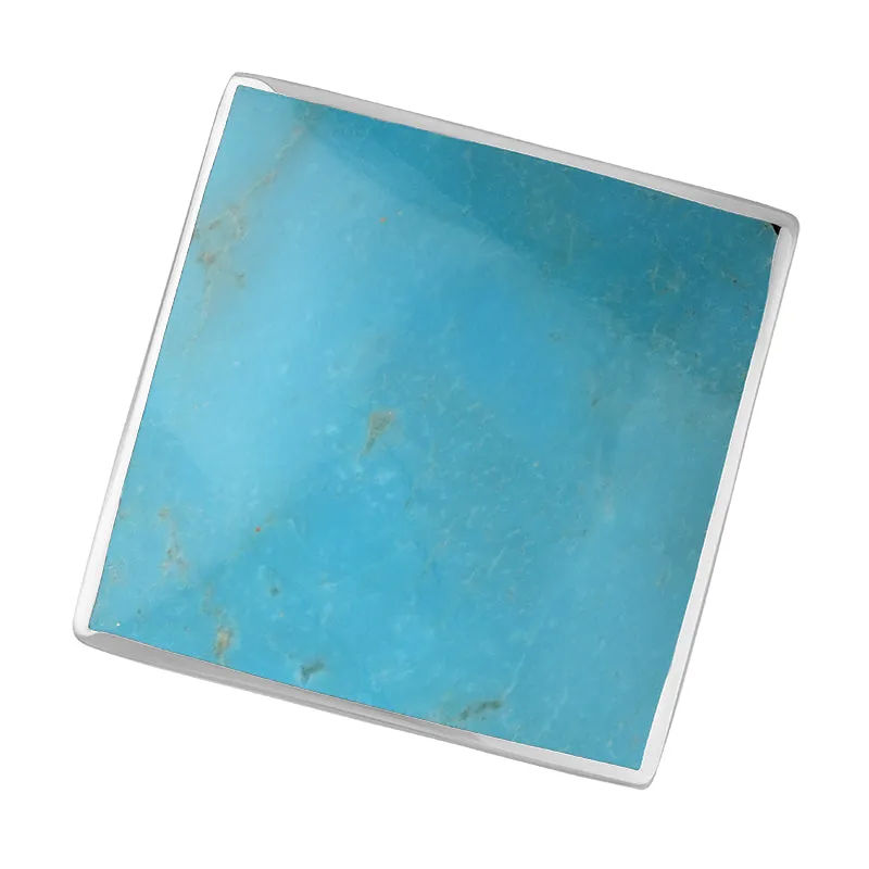 18ct White Gold Turquoise Hallmark Large Rhombus Ring sold by Jura Watches
