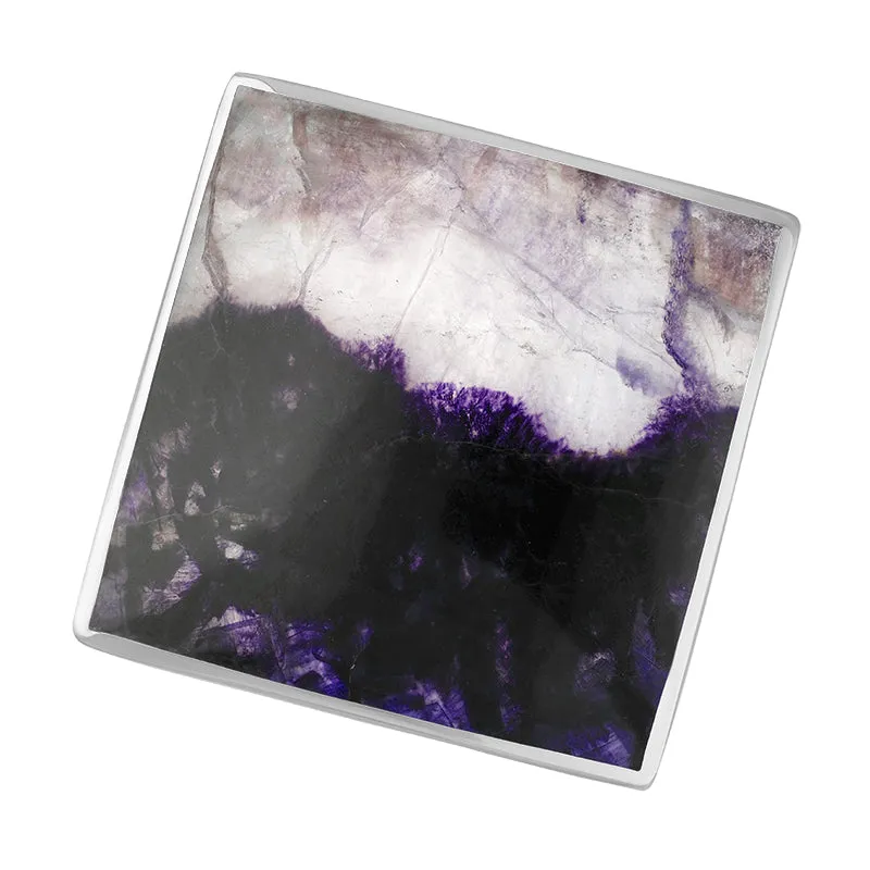 Sterling Silver Blue John Hallmark Large Rhombus Ring made by C.W. Sellors