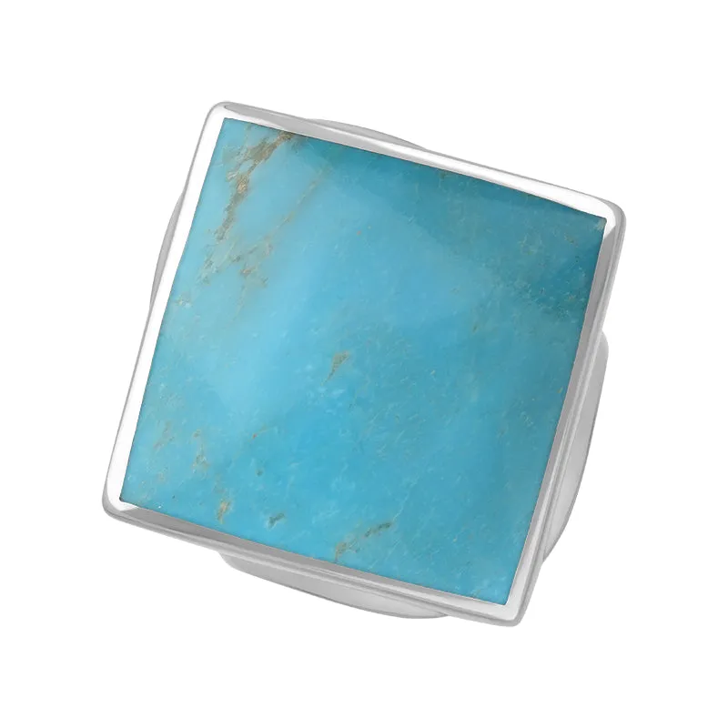 9ct White Gold Turquoise Hallmark Medium Rhombus Ring sold by Jura Watches