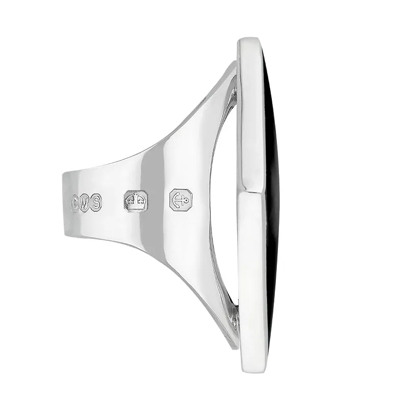 9ct White Gold Whitby Jet Hallmark Medium Rhombus Ring sold by Jura Watches product image thumbnail 3