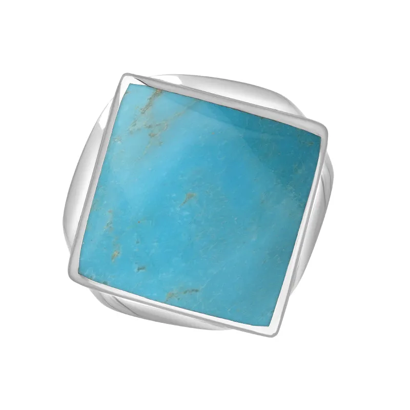 9ct White Gold Turquoise Hallmark Small Rhombus Ring sold by Jura Watches