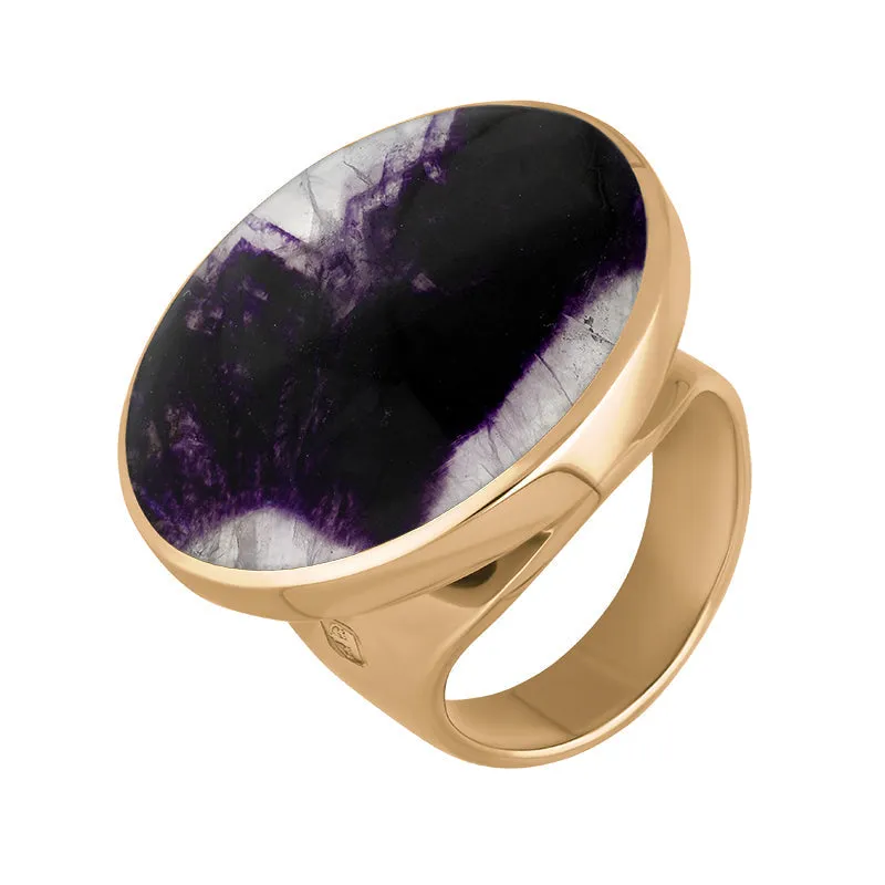 18ct Rose Gold Blue John Hallmark Medium Round Ring sold by Jura Watches