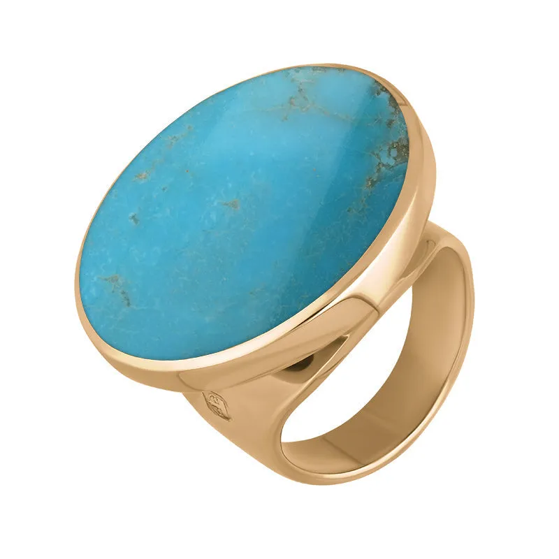 18ct Rose Gold Turquoise Hallmark Medium Round Ring sold by Jura Watches