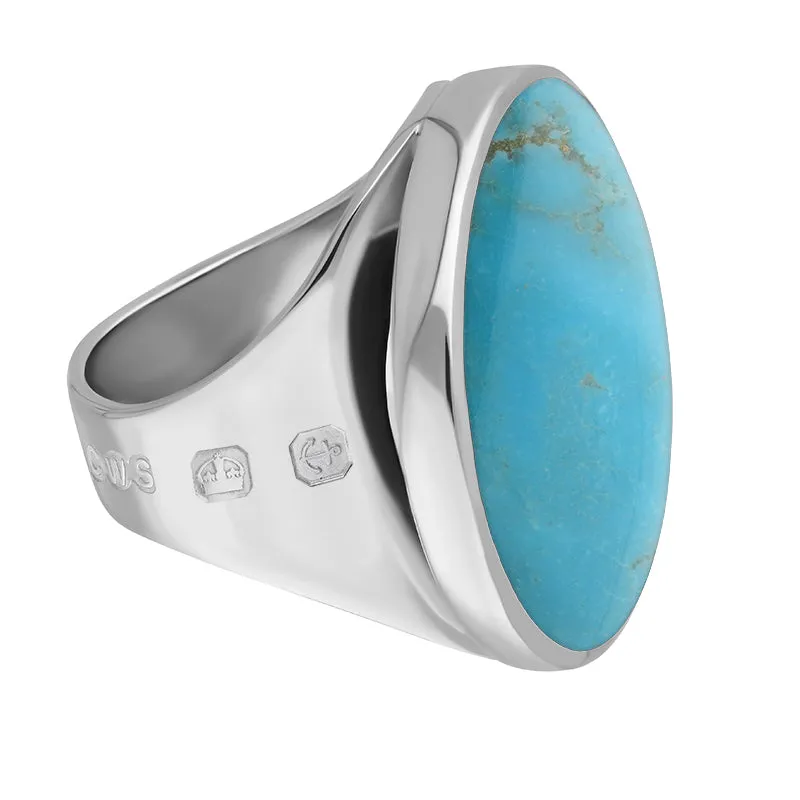 18ct White Gold Turquoise Hallmark Medium Round Ring sold by Jura Watches product image thumbnail 3