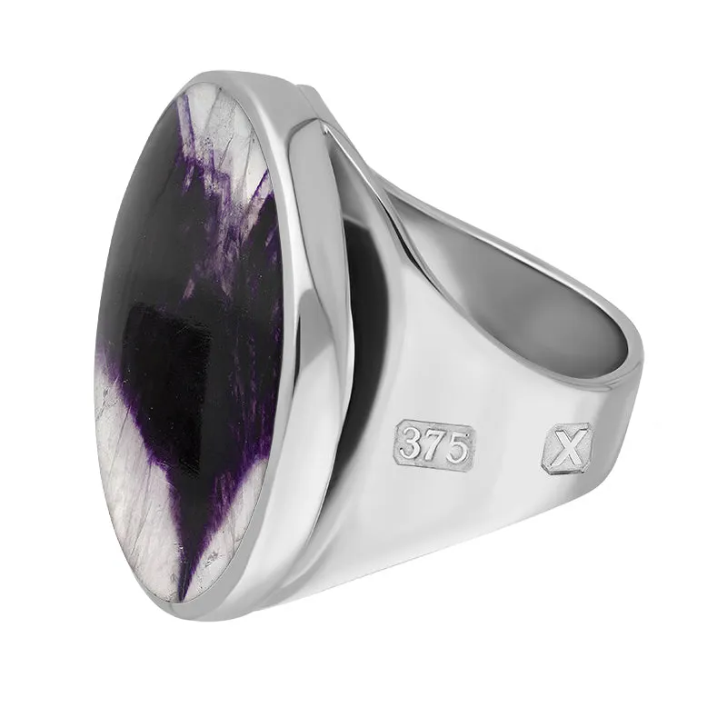 9ct White Gold Blue John Hallmark Medium Round Ring sold by Jura Watches product image thumbnail 2