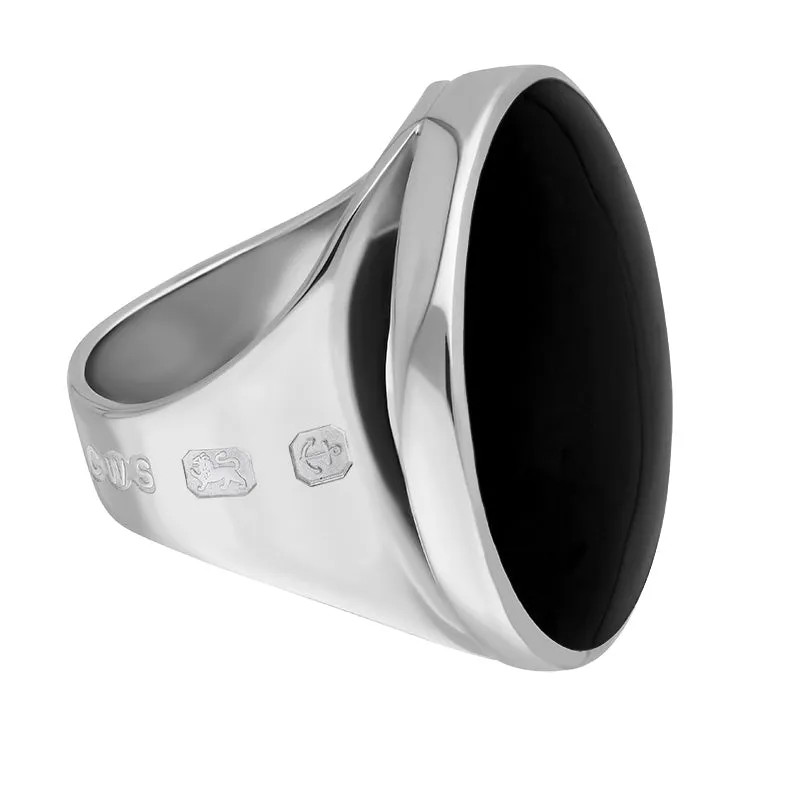 Sterling Silver Whitby Jet Hallmark Medium Round Ring sold by Jura Watches product image thumbnail 3