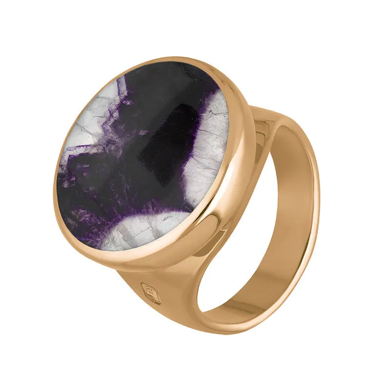 18ct Rose Gold Blue John Hallmark Small Round Ring sold by Jura Watches