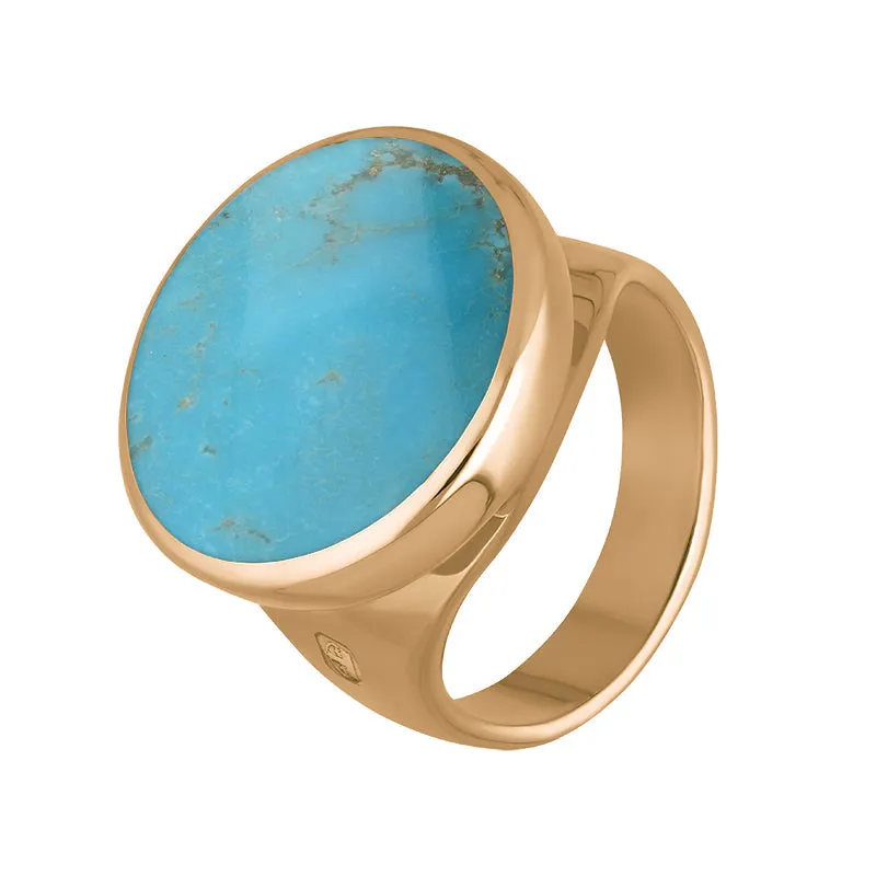 18ct Rose Gold Turquoise Hallmark Small Round Ring sold by Jura Watches