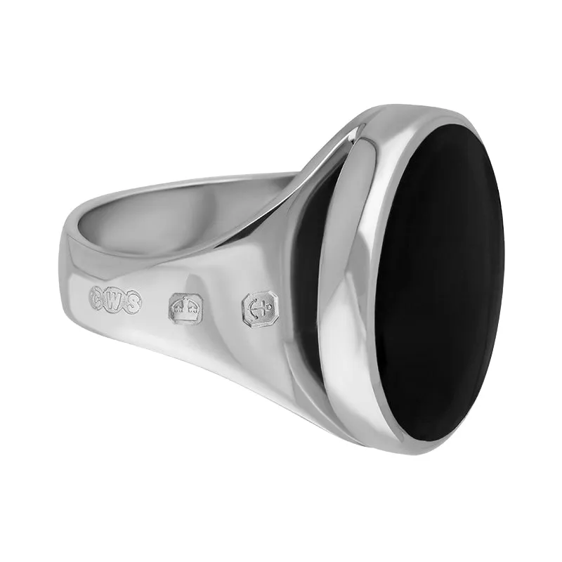 9ct White Gold Whitby Jet Hallmark Small Round Ring sold by Jura Watches product image thumbnail 3