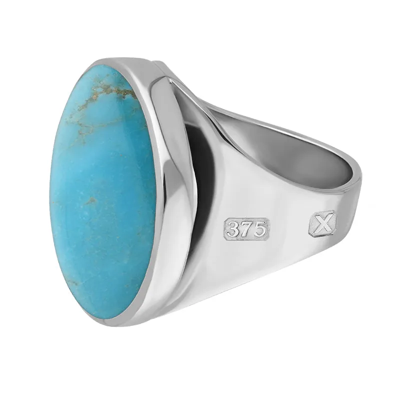 9ct White Gold Turquoise Hallmark Small Round Ring sold by Jura Watches product image thumbnail 2