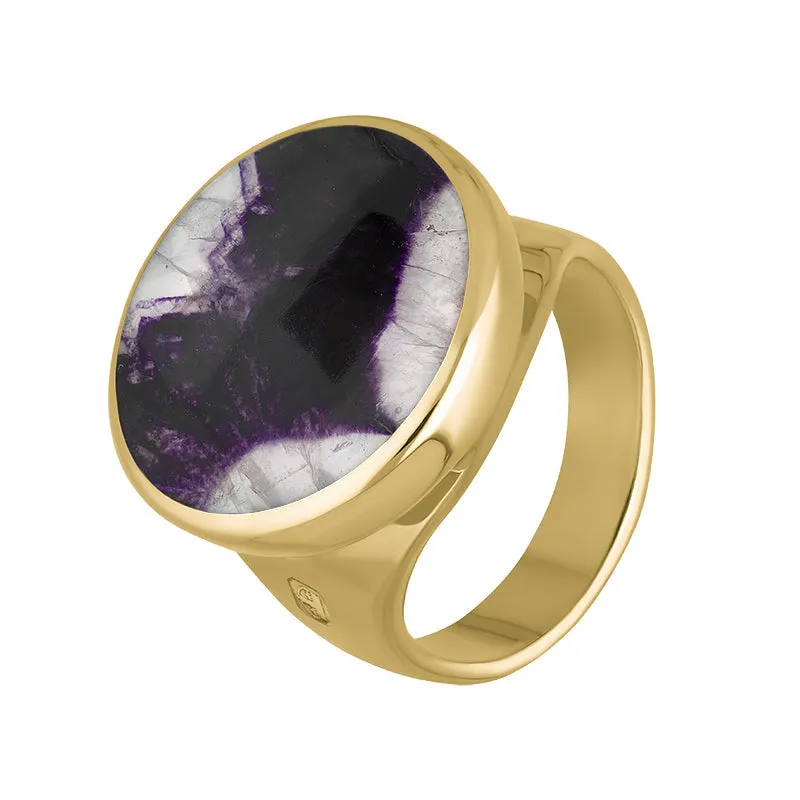 9ct Yellow Gold Blue John Hallmark Small Round Ring sold by Jura Watches