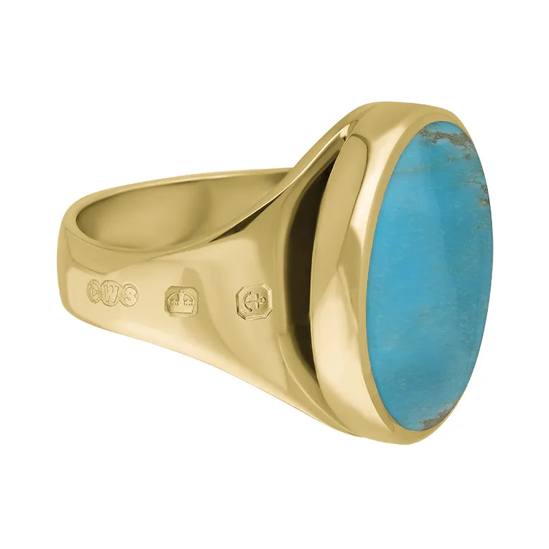 9ct Yellow Gold Turquoise Hallmark Small Round Ring sold by Jura Watches product image thumbnail 3