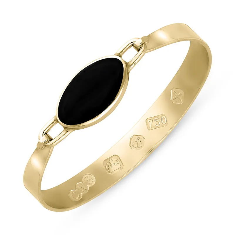 18ct Yellow Gold Whitby Jet Hallmark Wide Oval Bangle sold by Jura Watches