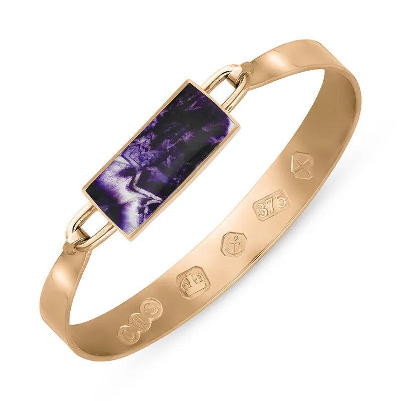 9ct Rose Gold Blue John Hallmark Wide Oblong Bangle sold by Jura Watches