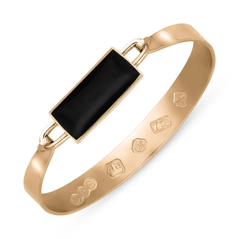 18ct Rose Gold Whitby Jet Hallmark Wide Oblong Bangle sold by Jura Watches