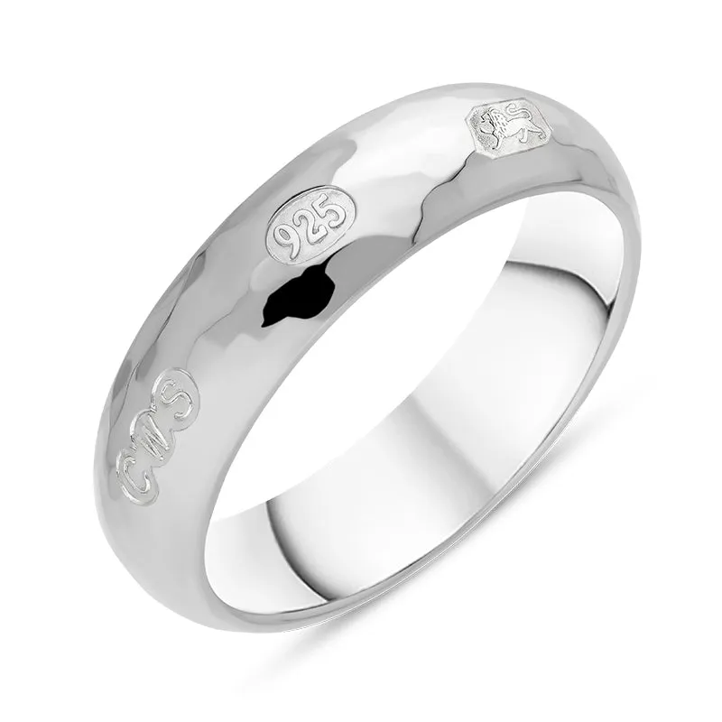 Sterling Silver Hallmark 6mm Hammered Ring sold by Jura Watches