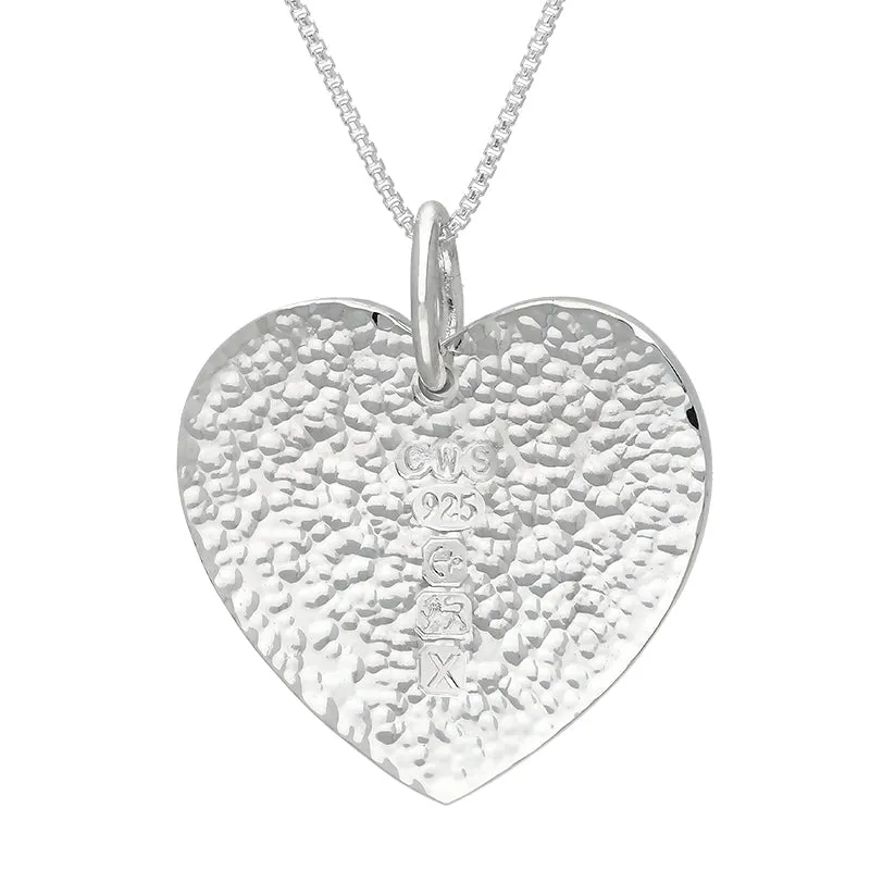 Sterling Silver Hallmark Hammered Heart Large Pendant Necklace sold by Jura Watches