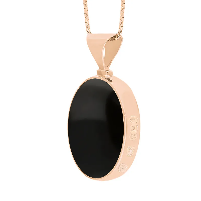 9ct Rose Gold Whitby Jet Lapis Lazuli Hallmark Double Sided Oval Necklace sold by Jura Watches product image thumbnail 4