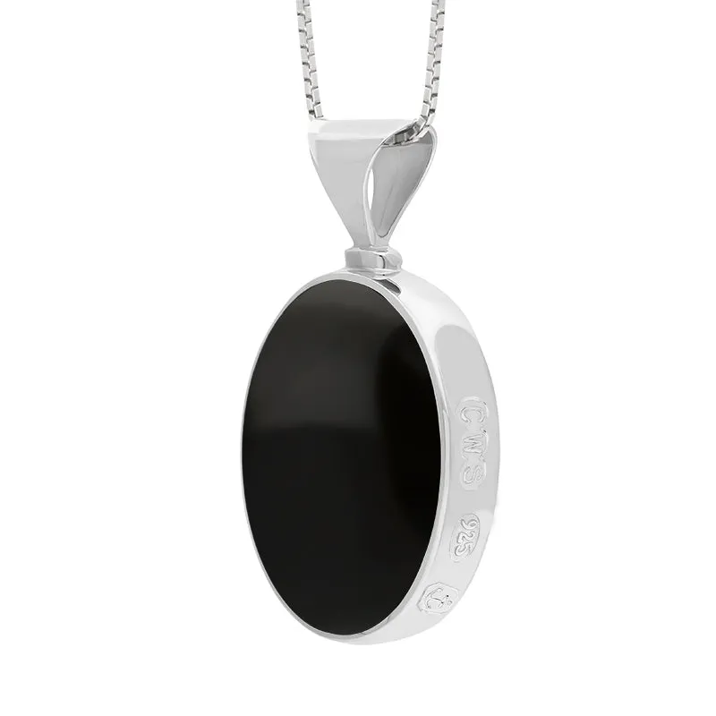 Sterling Silver Whitby Jet Malachite Hallmark Double Sided Oval Necklace sold by Jura Watches product image thumbnail 4
