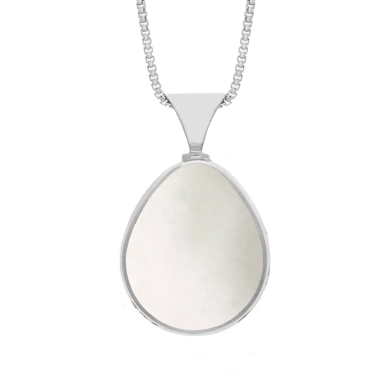 18ct White Gold Blue John Mother of Pearl Hallmark Double Sided Pear-shaped Necklace sold by Jura Watches
