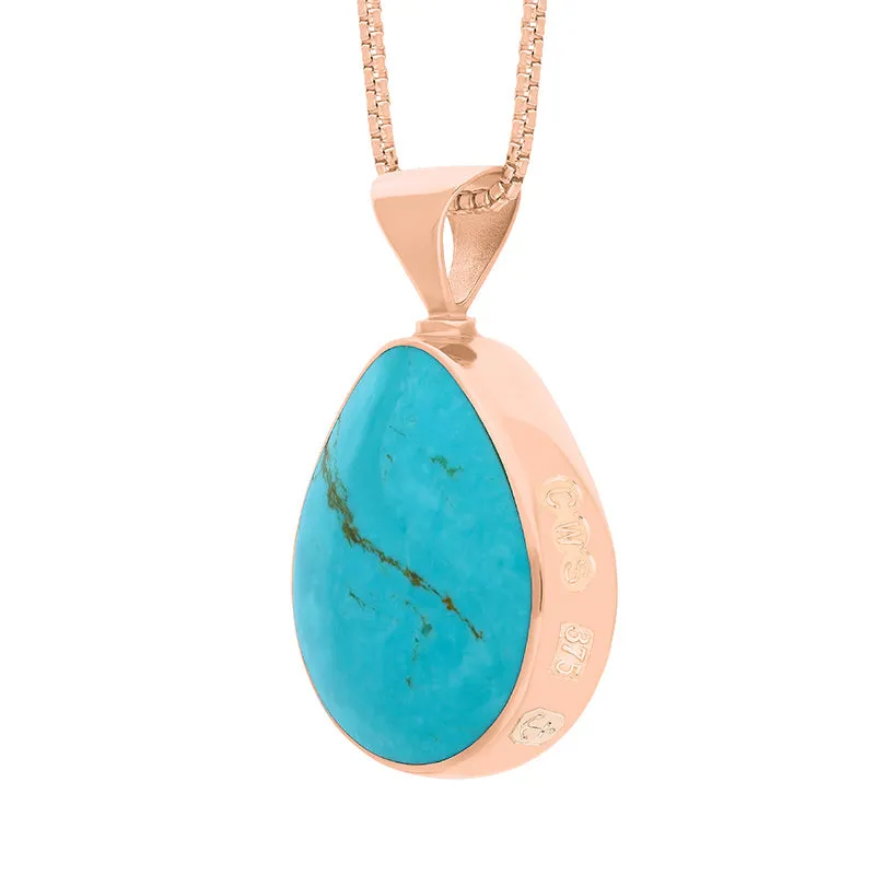 9ct Rose Gold Whitby Jet Turquoise Hallmark Double Sided Pear-shaped Necklace sold by Jura Watches product image thumbnail 4