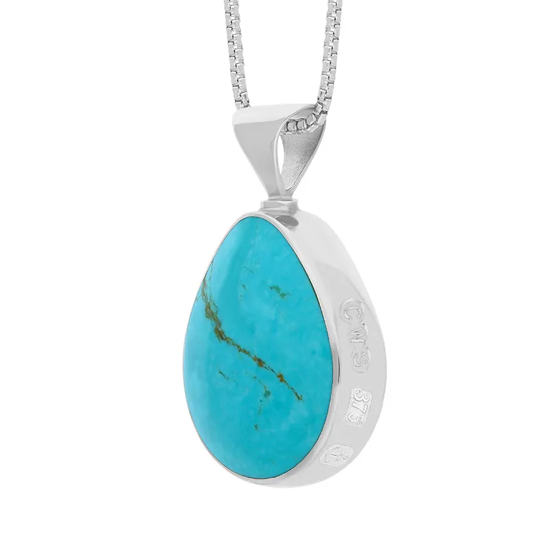 9ct White Gold Whitby Jet Turquoise Hallmark Double Sided Pear-shaped Necklace sold by Jura Watches product image thumbnail 4