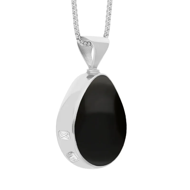 9ct White Gold Whitby Jet Malachite Hallmark Double Sided Pear-shaped Necklace sold by Jura Watches product image thumbnail 3