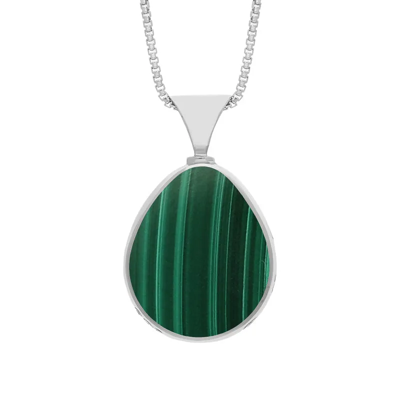 9ct White Gold Whitby Jet Malachite Hallmark Double Sided Pear-shaped Necklace sold by Jura Watches