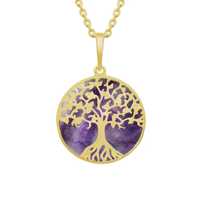9ct Yellow Gold Blue John Round Tree of Life Necklace sold by Jura Watches