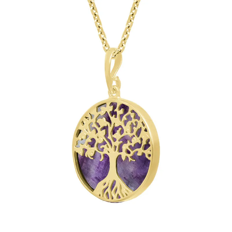 9ct Yellow Gold Blue John Round Tree of Life Necklace sold by Jura Watches product image thumbnail 2