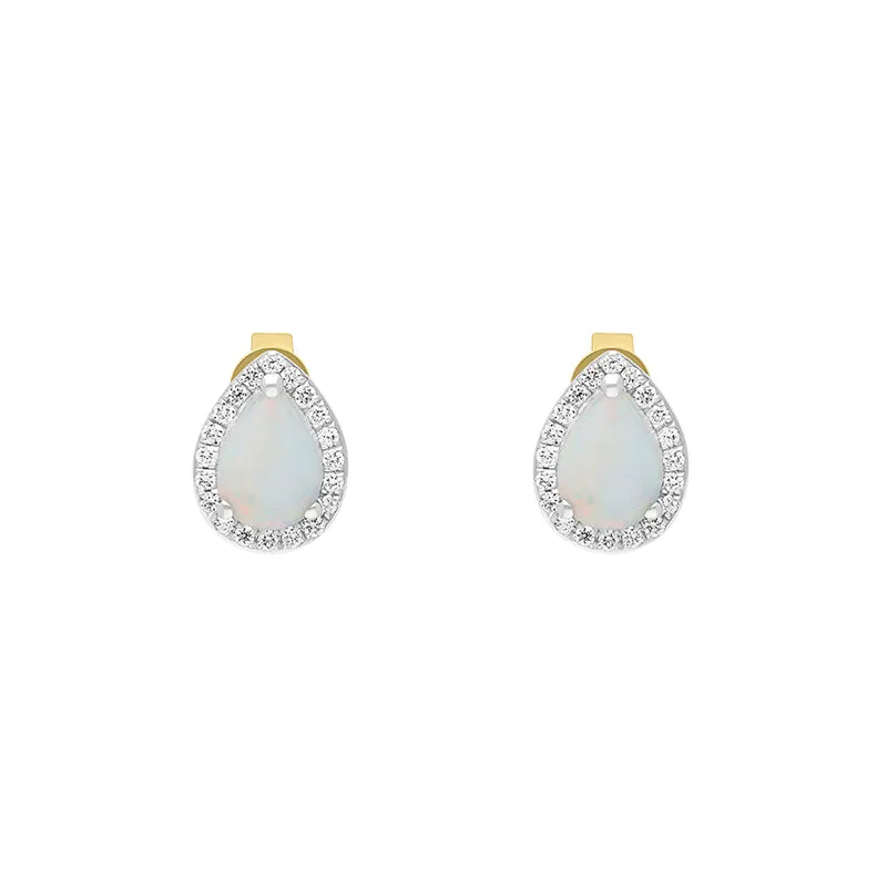 18ct White Gold 0.66ct Opal Diamond Pear Stud Earrings sold by Jura Watches