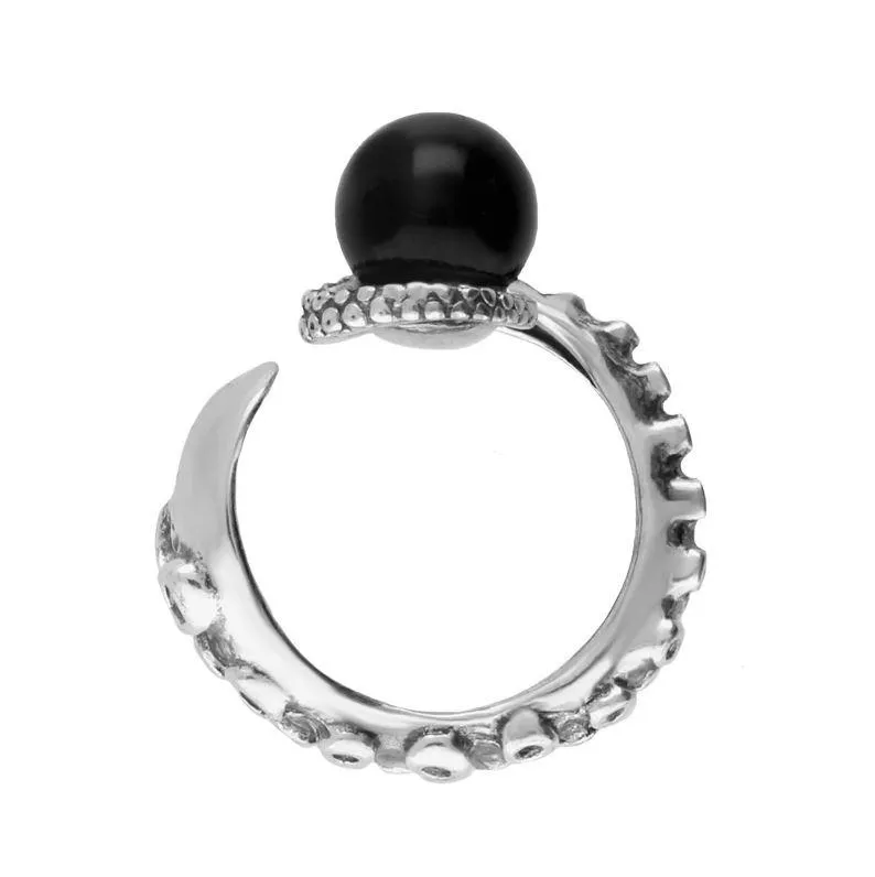 Sterling Silver Whitby Jet Bead Swirl Tentacle Ring sold by Jura Watches product image thumbnail 2