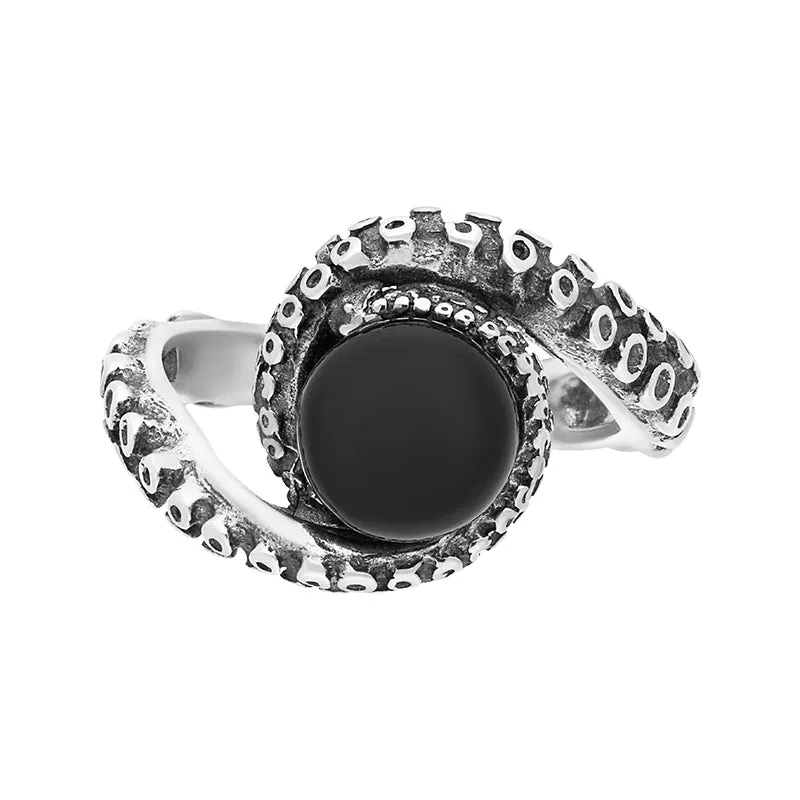 9ct White Gold Whitby Jet Bead Twist Tentacle Ring sold by Jura Watches product image thumbnail 2