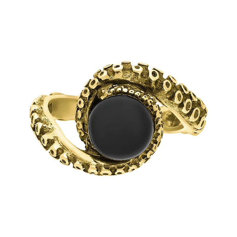 18ct Yellow Gold Whitby Jet Bead Twist Tentacle Ring sold by Jura Watches product image thumbnail 2