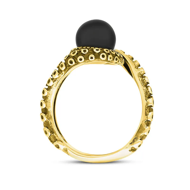 18ct Yellow Gold Whitby Jet Bead Twist Tentacle Ring sold by Jura Watches product image thumbnail 3