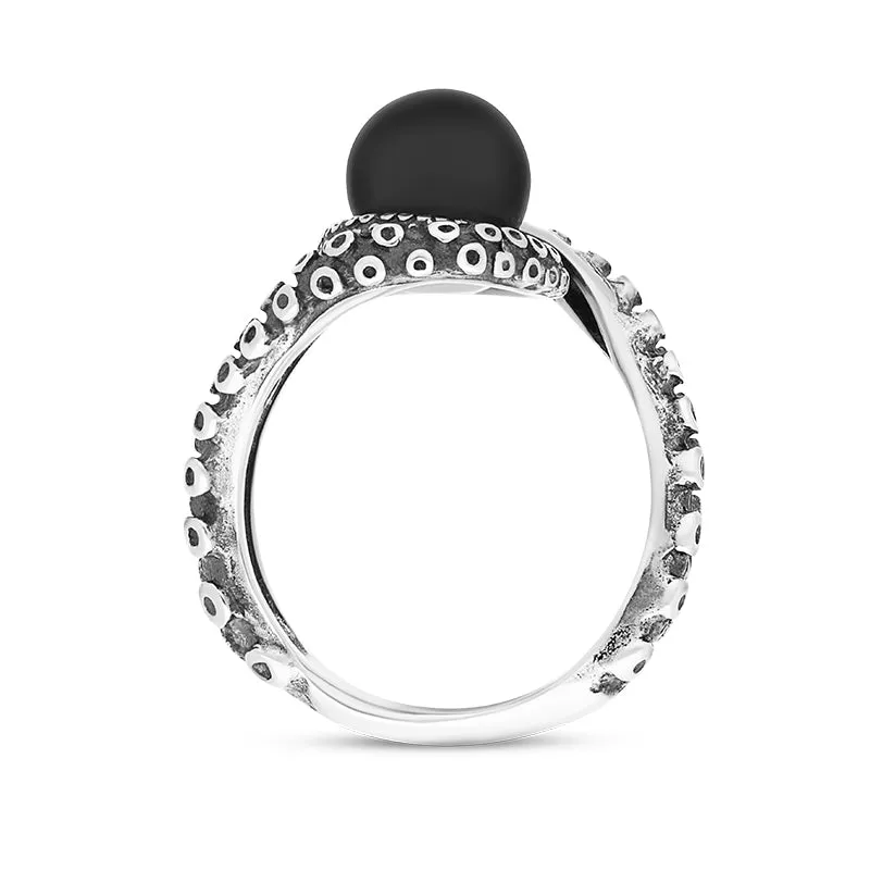 18ct White Gold Whitby Jet Bead Twist Tentacle Ring sold by Jura Watches product image thumbnail 3
