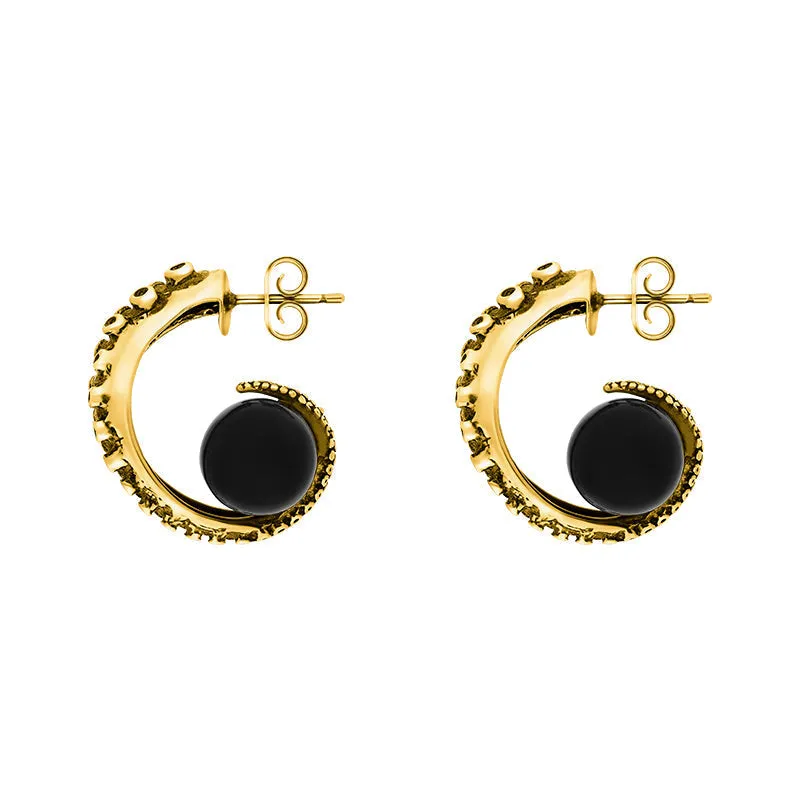 9ct Yellow Gold Whitby Jet Tentacle Hoop Earrings sold by Jura Watches product image thumbnail 2