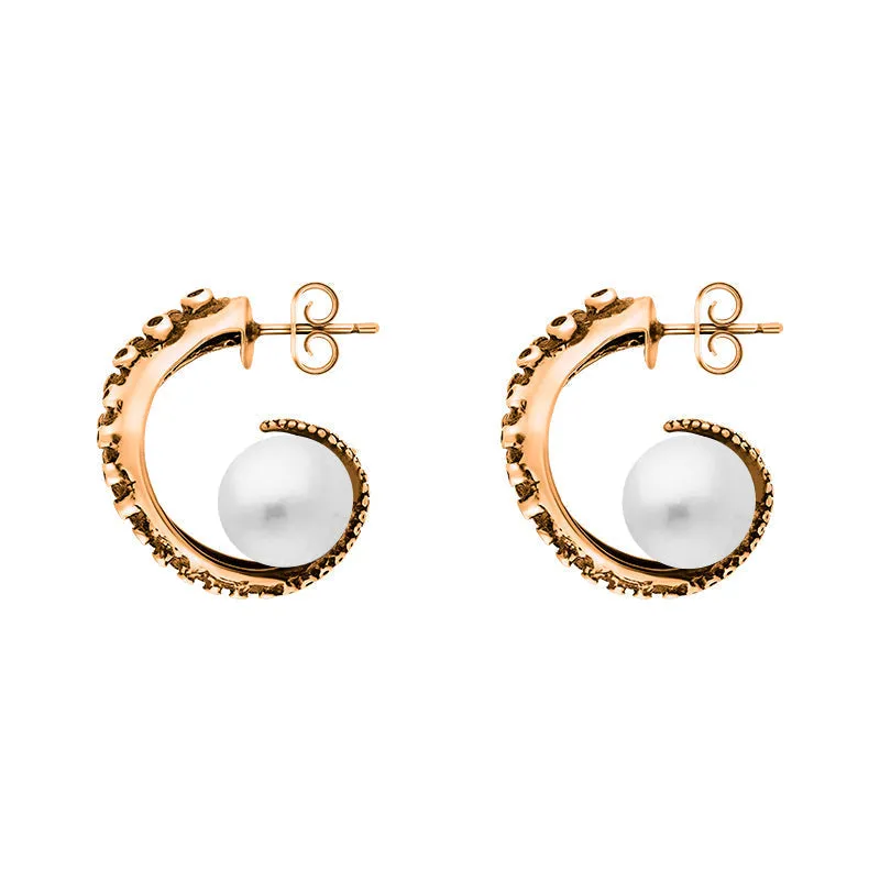9ct Rose Gold Freshwater Pearl Tentacle Hoop Earrings sold by Jura Watches product image thumbnail 2