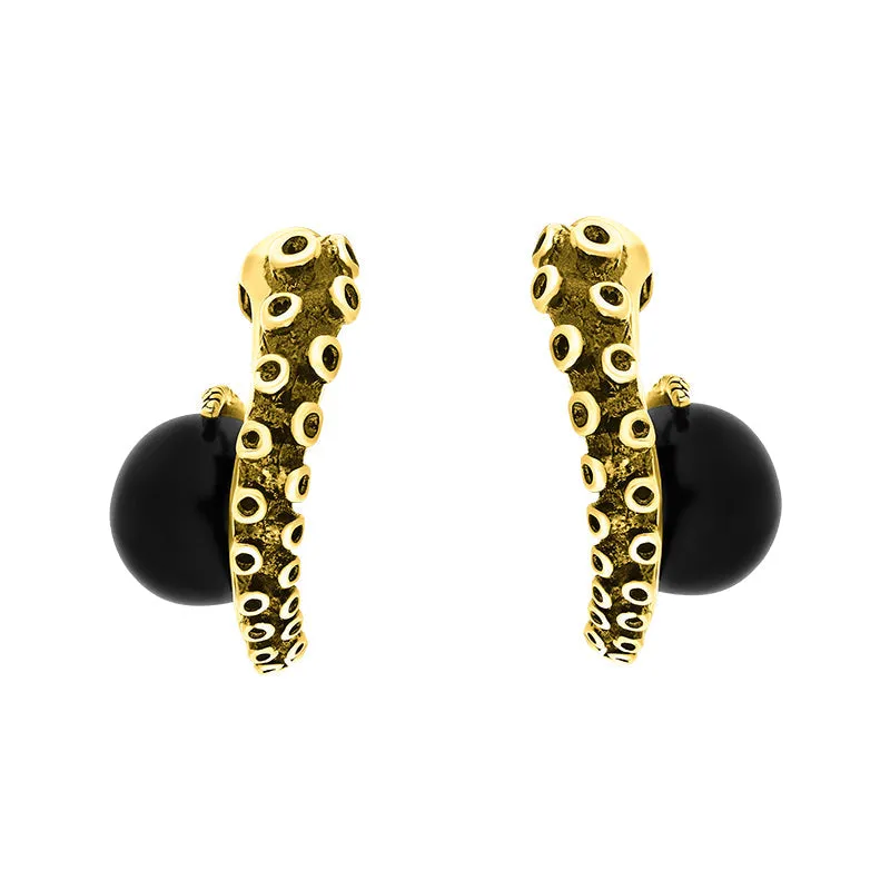 18ct Yellow Gold Whitby Jet Tentacle Hoop Earrings sold by Jura Watches