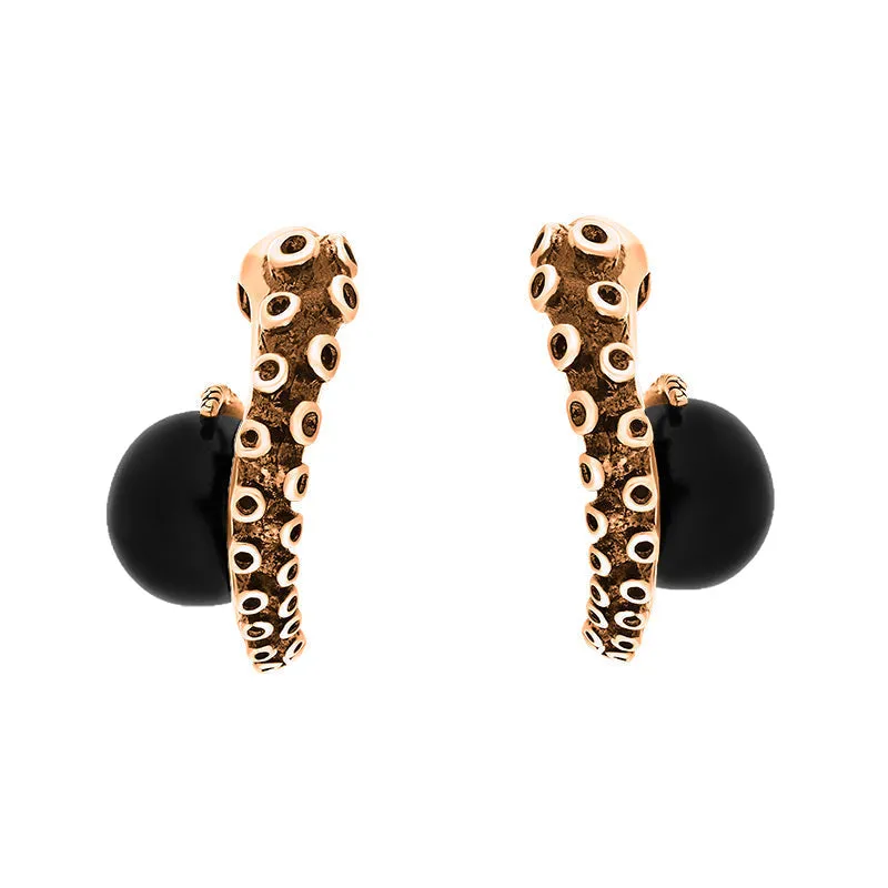 18ct Rose Gold Whitby Jet Tentacle Hoop Earrings sold by Jura Watches