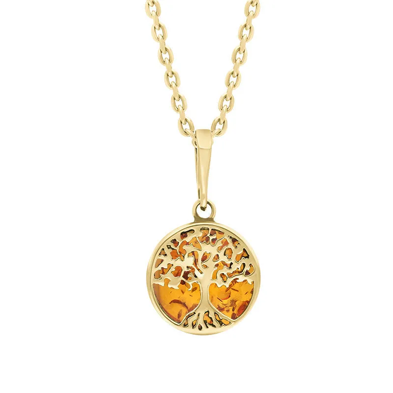 9ct Yellow Gold Small Amber Round Tree of Life Necklace sold by Jura Watches