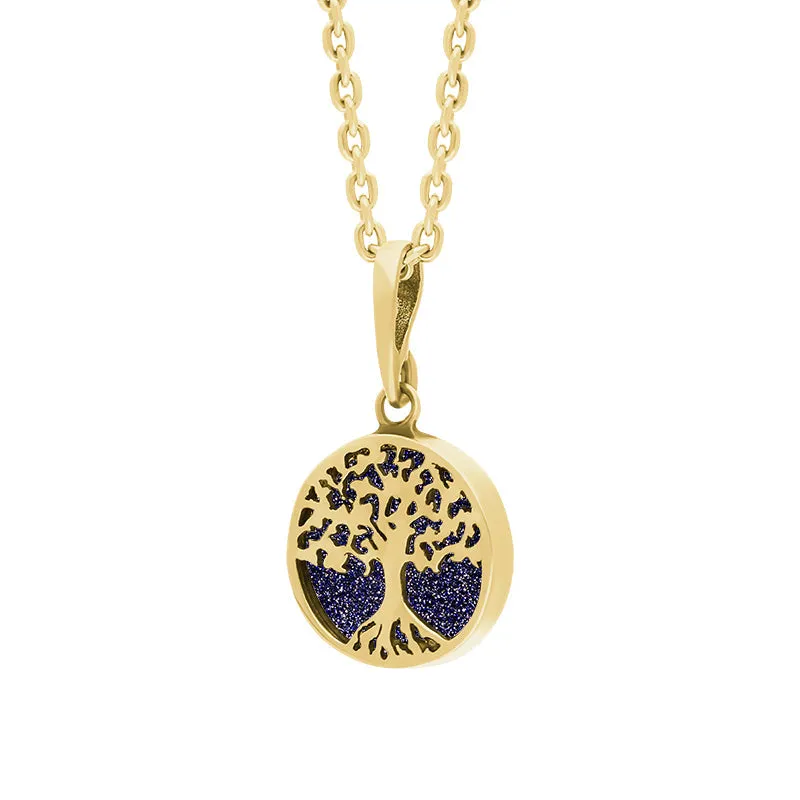 9ct Yellow Gold Small Blue Goldstone Round Tree of Life Necklace sold by Jura Watches product image thumbnail 2