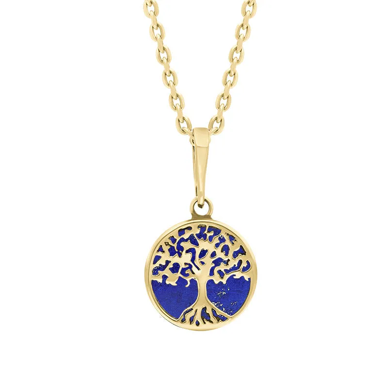 9ct Yellow Gold Small Lapis Lazuli Round Tree of Life Necklace sold by Jura Watches
