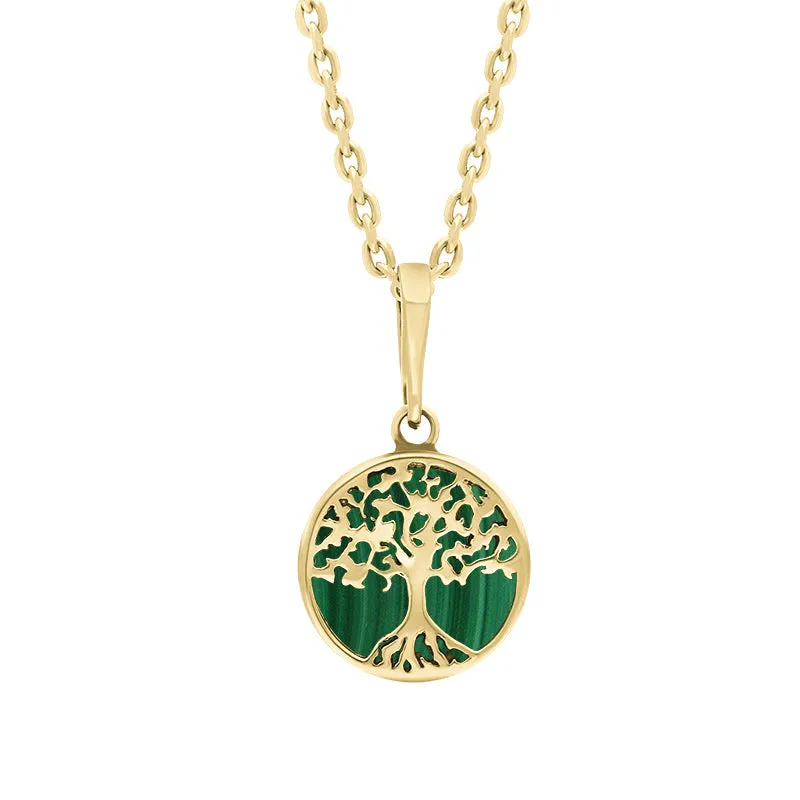9ct Yellow Gold Small Malachite Round Tree of Life Necklace sold by Jura Watches
