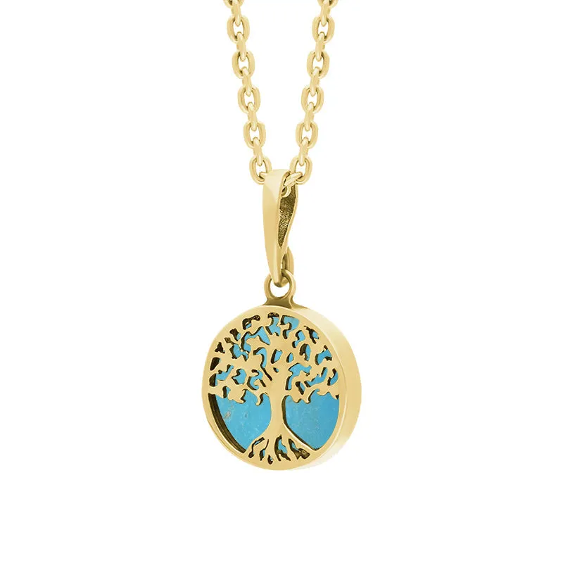 9ct Yellow Gold Small Turquoise Round Tree of Life Necklace sold by Jura Watches product image thumbnail 2