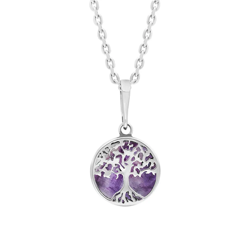 Sterling Silver Small Blue John Round Tree of Life Necklace sold by Jura Watches