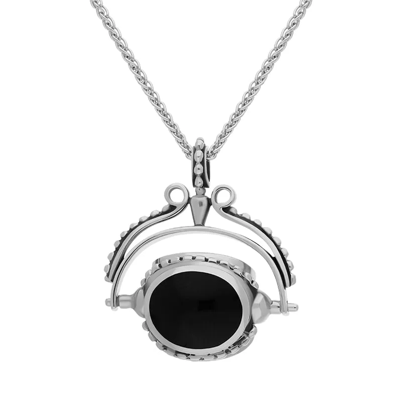 Sterling Silver Whitby Jet Mother Of Pearl Blue John Swivel Fob Necklace sold by Jura Watches